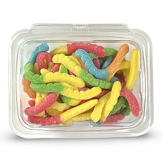 Fruity Flavorful Colorful Nostalgic Gummy Large Neon Sour Worms Candy,  1 Lb. Tub - Specialty Snack by Tribeca Curations