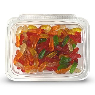 Fruity Flavorful Colorful Nostalgic Gummy Mini Fruit Worms Candy,  1 Lb. Tub - Specialty Snack by Tribeca Curations