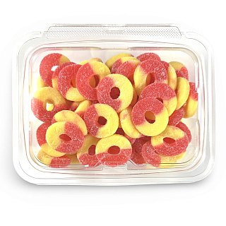 Fruity Flavorful Nostalgic Strawberry Banana Gummy Rings Candy 1lb. - Specialty Snack by Tribeca Curations