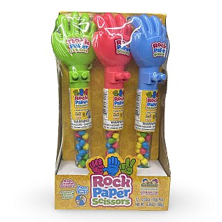 Fun Candy With Built in Toys - Candy Filled Rock, Paper Scissors, 2 Pack (Colors vary) - Specialty Snack by TRIBECA CURATIONS
