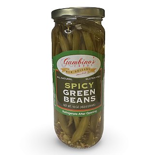 Gambino's New Orleans Spicy Pickled Green Beans, 16 Fl Oz - Specialty Snack by Gambino's