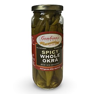 Gambino's New Orleans Spicy Pickled Whole Okra, 16 Fl Oz - Specialty Snack by Gambino's