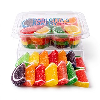 Gourmet Agar Jelly Fruit Slices, 1 lb Tub, Choose Mini or Full Size, 20+ Fruit Flavors, Vegan & Gluten Free - Specialty Snack by Carlotta's Bakery