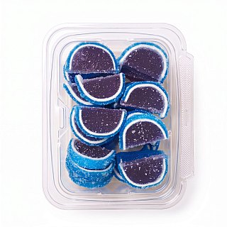 Gourmet Agar Jelly Fruit Slices, 1 lb Tub, Full Size, 20+ Fruit Flavors | Blueberry - Specialty Snack by Carlotta's Bakery
