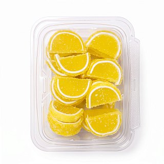 Gourmet Agar Jelly Fruit Slices, 1 lb Tub, Full Size, 20+ Fruit Flavors | Lemon - Specialty Snack by Carlotta's Bakery