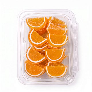 Gourmet Agar Jelly Fruit Slices, 1 lb Tub, Full Size, 20+ Fruit Flavors | Orange - Specialty Snack by Carlotta's Bakery