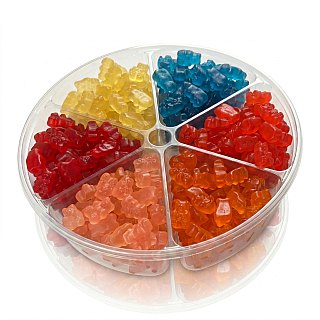 Gourmet Candy Gift Gummy Bear Tray | 2.4 lbs Gummy Candy Assortment with Premium Fruit Flavors | Perfect for Gifting & Sharing | 6-Compartment Gift Tray - Specialty Snack by Carlotta's Bakery