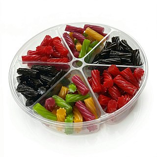 Gourmet Candy Gift Licorice Tray | 2 lbs Licorice Candy Assortment with Premium Flavors | Perfect for Gifting & Sharing | 6-Compartment Gift Tray - Specialty Snack by Carlotta's Bakery