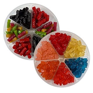 Gourmet Candy Gift Tray – 6 Compartment Premium Assortment | Nostalgic Chewy Candy - Specialty Snack by Carlotta's Bakery