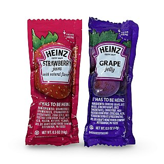 Grape Jelly & Strawberry Jam Single Serve Packets Combo | 50 Pack - Specialty Snack by Tribeca Curations