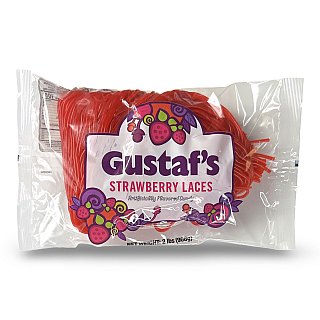 Gustaf's Candy Sweet Licorice Laces Bulk Bags, Strawberry, 2 lb. - Specialty Snack by Gustaf's