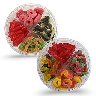 Halal Turkish Gummy Candy Tray – 4 Compartment Assorted Gummies (Approx. 1 lb 2 oz Each) | Beef Gelatin | Imported from Turkey | 2 Trays - Specialty Snack by Carlotta's Bakery