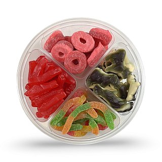 Halal Turkish Gummy Candy Tray – 4 Compartment Assorted Gummies (Approx. 1 lb 2 oz Each) | Beef Gelatin | Imported from Turkey | 2, 3 or 6 Pack (Mix Varies) - Specialty Snack by Turkey
