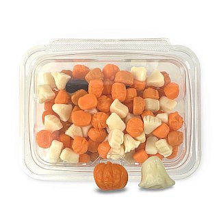 Halloween Themed Fruity Ghoulish Gummies Candy, Orange and Strawberry Banana Flavors, 1 lb. - Specialty Snack by Tribeca Curations