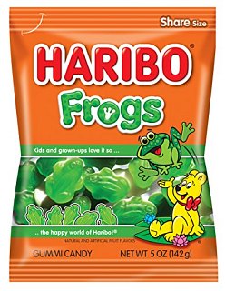 Haribo Gummi Candy, Frogs, 5 oz. Bag (Pack of 12), CLEAR - Specialty Snack by Haribo