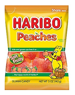 Haribo Gummi Candy, Peaches, 5 oz. Bag (Pack of 12) - Specialty Snack by Haribo