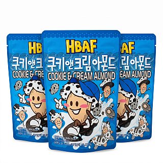 HBAF Korean Imported Exotic Coated Almonds,  3 Pack | Cookie & Cream - Specialty Snack by HBAF