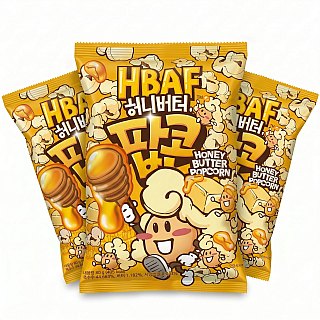 HBAF Korean Imported Exotic Popcorn,  3 Pack | Honey Butter - Specialty Snack by HBAF