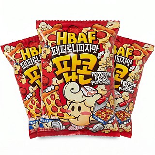 HBAF Korean Imported Exotic Popcorn,  3 Pack | Pepperoni Pizza - Specialty Snack by HBAF