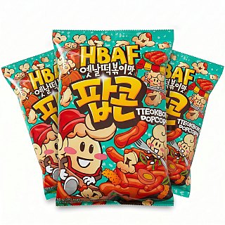 HBAF Korean Imported Exotic Popcorn,  3 Pack | Tteokbokki - Specialty Snack by HBAF