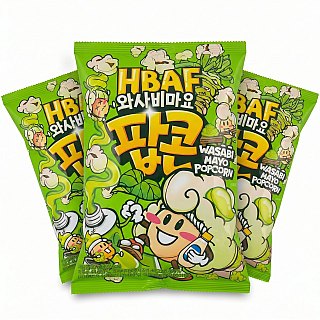 HBAF Korean Imported Exotic Popcorn,  3 Pack | Wasabi Mayo - Specialty Snack by HBAF