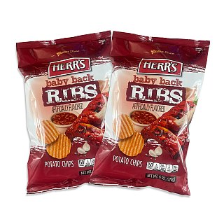Herr's Bold Flavored Potato Chips 6 oz Bags, 2 Pack | Baby Back Ribs - Specialty Snack by Herr's