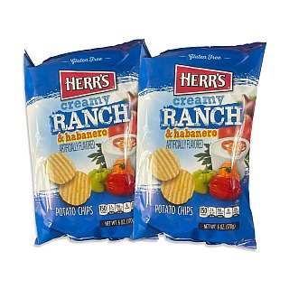 Herr's Bold Flavored Potato Chips 6 oz Bags, 2 Pack | Creamy Ranch Habanero - Specialty Snack by Herrs