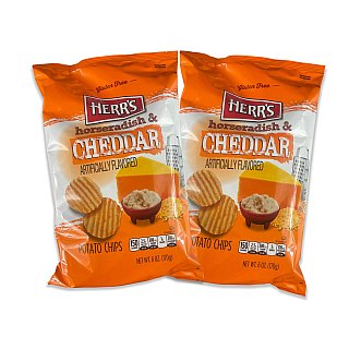 Herr's Bold Flavored Potato Chips 6 oz Bags, 2 Pack | Horseradish & Cheddar - Specialty Snack by Herrs