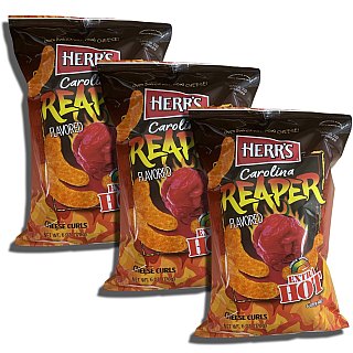 Herr's Carolina Reaper Cheese Curls | Extra Hot & Cheesy Snack, 3 Big Bags Pack - Specialty Snack by Herr's