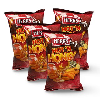 Herr's  Hot N Honey Cheese Curl Puffs, 2.75 Oz, 4 Bags - Specialty Snack by Herr's