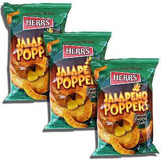 Herr's Jalapeno Poppers Cheese Curls | 3 Big 6 oz. Bags - Specialty Snack by HERR'S