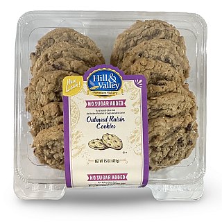 Hill & Valley Sugar Free Oatmeal Raisin Cookies | 15 Ounce | 2-Pack - Specialty Snack by Hill and Valley