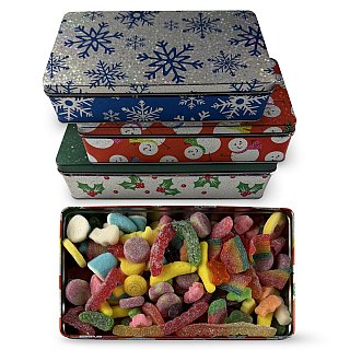 Holiday Candy Gift Tin | Collectable Case, 10 Flavors Sweet & Sour Gummies Mix - Specialty Snack by Tribeca Curations