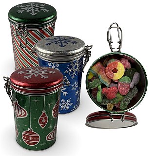 Holiday Candy Gift Tin | Collectable Jar, 10 Flavors Sweet & Sour Gummies Mix - Specialty Snack by Tribeca Curations