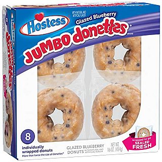 Hostess Blueberry Glazed Jumbo Donettes [8 Count Package] - Specialty Snack by Hostess