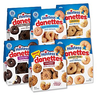 Hostess Donettes Variety Pack Big Bags 6 Flavors, Frosted, Double Chocolate, Old Fashioned, Honey Bun, Crunch & Churro - Specialty Snack by Hostess