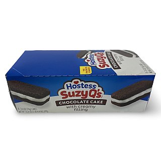 Hostess Suzy Q's Snack Cakes, Chocolate with Cream Filling, Full Size Single Serve Packs, 8 Per Box - Specialty Snack by Hostess