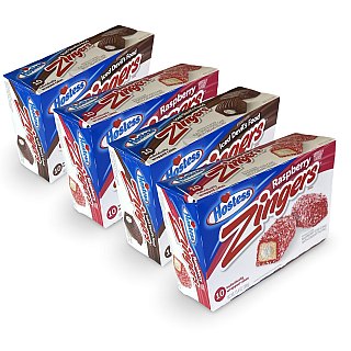 Hostess Zingers Combo | Chocolate & Raspberry | 12.7 Ounce | Four 10 Count Boxes (40 Total Zingers) - Specialty Snack by Hostess