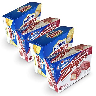 Hostess Zingers Combo | Iced Vanilla & Raspberry | 12.7 Ounce | Four 10 Count Boxes (40 Total Zingers) - Specialty Snack by Hostess