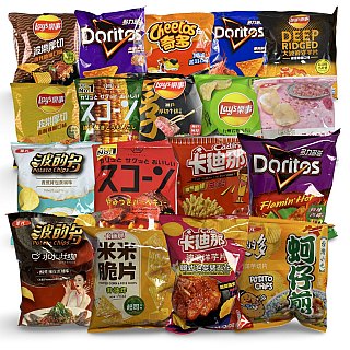 Imported Asian Japanese Chips Assortment – 6 Unique Bags | Rotating Flavors, No Duplicates - Specialty Snack by Tribeca Curations