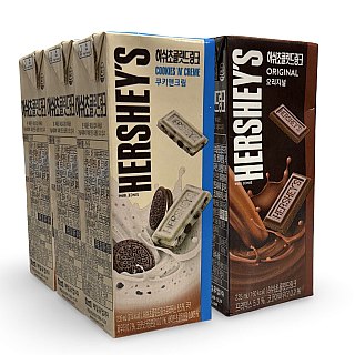 Imported Hershey's Chocolate Milk Drinks 6 Pack, Combo Original Chocolate and Cookies N' Cream Milk - Specialty Snack by Hersheys
