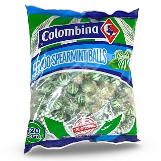 Jumbo Green Spearmint Balls Mint Candy, 120 Count Bulk Pack, 2lb 6oz - Specialty Snack by Colombina