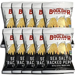 Kettle Style Potato Chips from Boulder | 1.5 Oz | (Cracked Pepper, 10 Bags) - Specialty Snack by Boulder Canyon