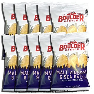 Kettle Style Potato Chips from Boulder | 1.5 Oz | (Malt Vinegar, 10 Bags) - Specialty Snack by Boulder Canyon