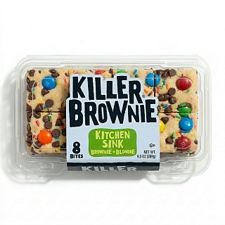 Killer Brownie Kitchen Sink Brownie Bites, 9 oz Tray (8 Bites) -  Blondie & Brownie with Caramel, Chocolate Chips, M&M’s & Sprinkles - Specialty Snack by Killer Brownie