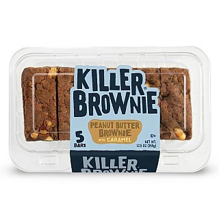 Killer Brownie Peanut Butter Brownie Bars, 12 oz Tray (5 Count) - Peanut Butter & Caramel Dessert Bars - Specialty Snack by Killer Brownie