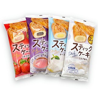 Lima Stick Cakes Japanese Variety Pack, 4 Flavors, Soft & Fluffy Sponge Cakes, 8 Cakes Total - Specialty Snack by Lima