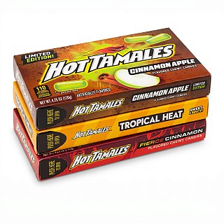 Limited Edition Hot Tamales Chewy Candy, 3 Pack Theater Boxes | Sampler (Cinnamon Apple, Tropical Heat, Fierce Cinnamon) - Specialty Snack by Hot Tamales