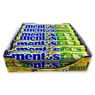 LIMITED EDITION Mentos Brasil Green Apple & Lemon, 16 Count Box, Imported from Brazil - Specialty Snack by Mentos