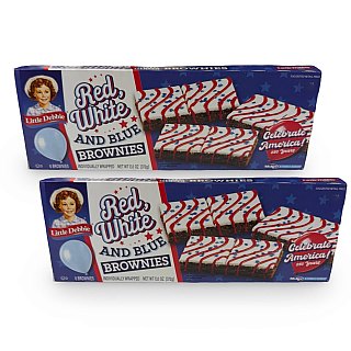 Little Debbie Independence Day Holiday Special Edition Cakes, 2 Packs, Red White & Blue Brownies - Specialty Snack by Little Debbie